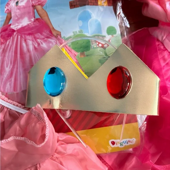 Mario Bros Princess Peach Girls Costume M 7-8 - Picture 4 of 5